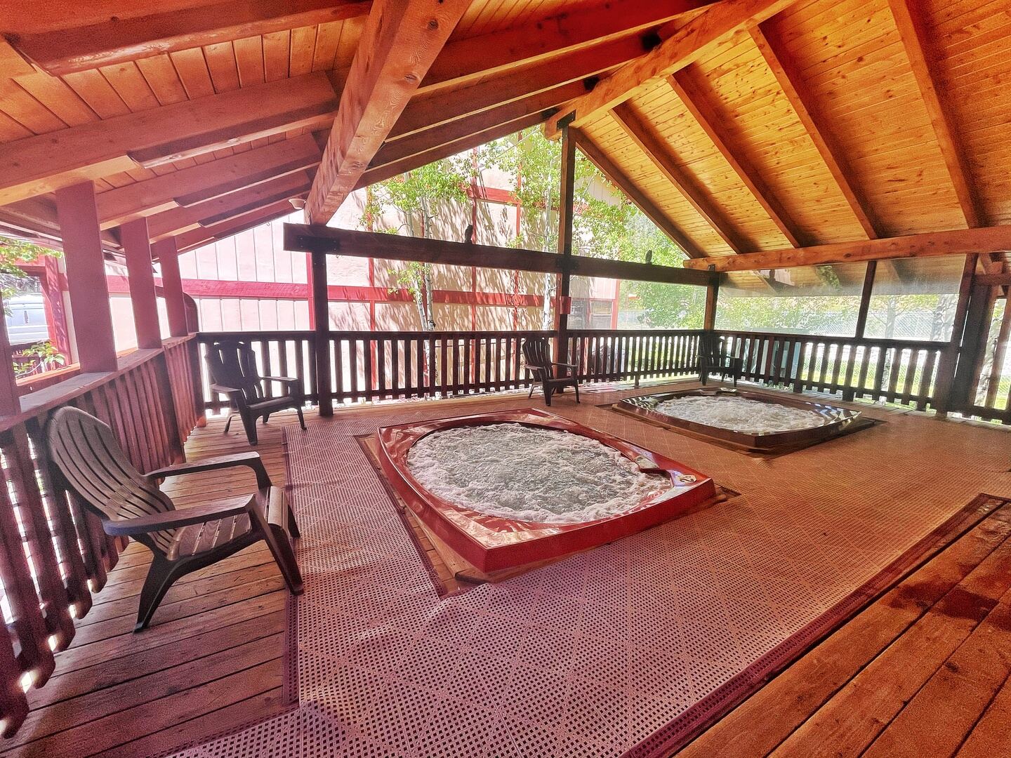 Community hot tubs at Valley Condos